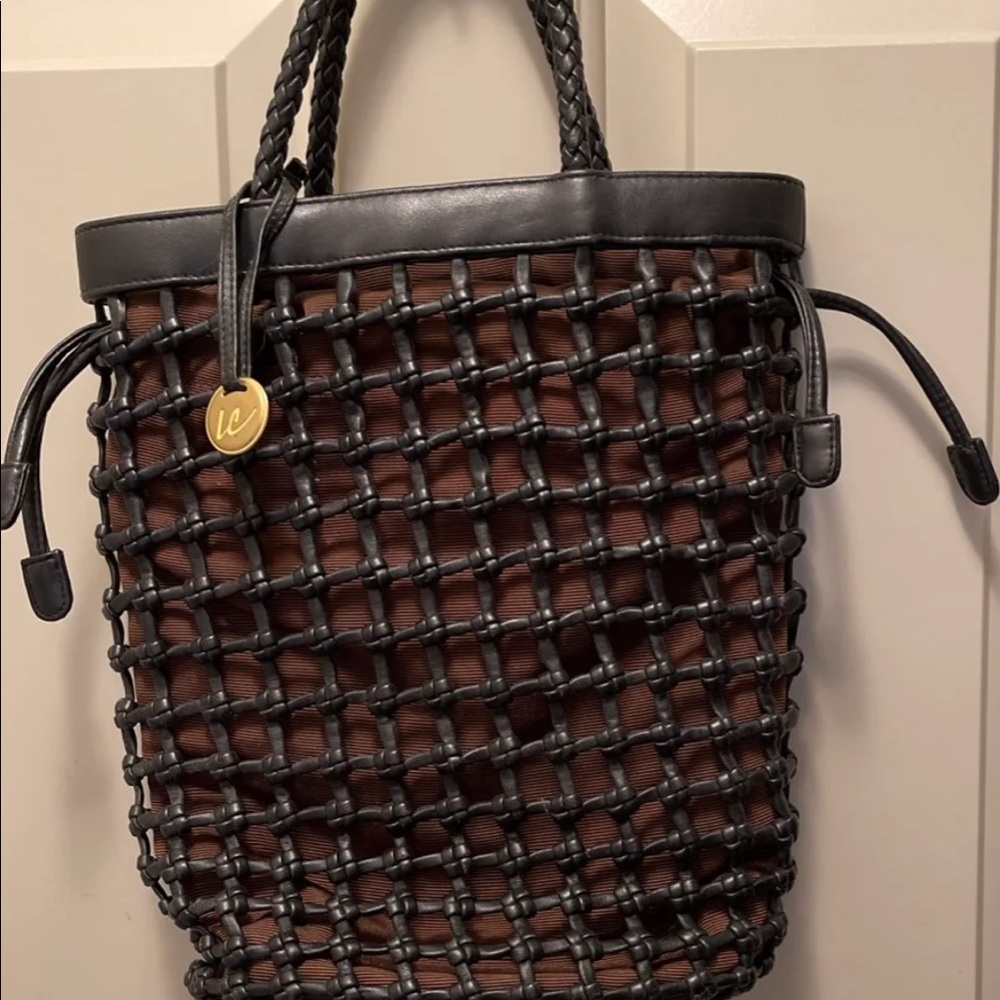 Liz Claiborne handbag, Black “cage” outer with Brown inner lining